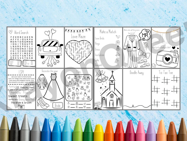 Personalized Wedding Coloring Book for Kids - Fun Wedding Favors & Activity Packs - Perfect for Wedding Kids Table and Registry Gifts