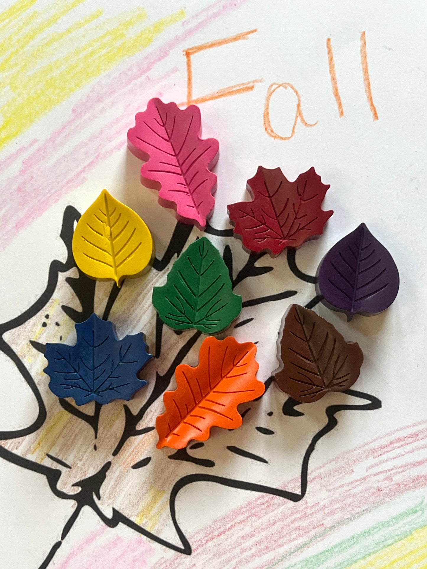 Whimsical Pumpkin and Leaf Crayon Birthday Favors for Kids - Colorful Party Bag Fillers for class gifts - Colorful handmade fall gifts
