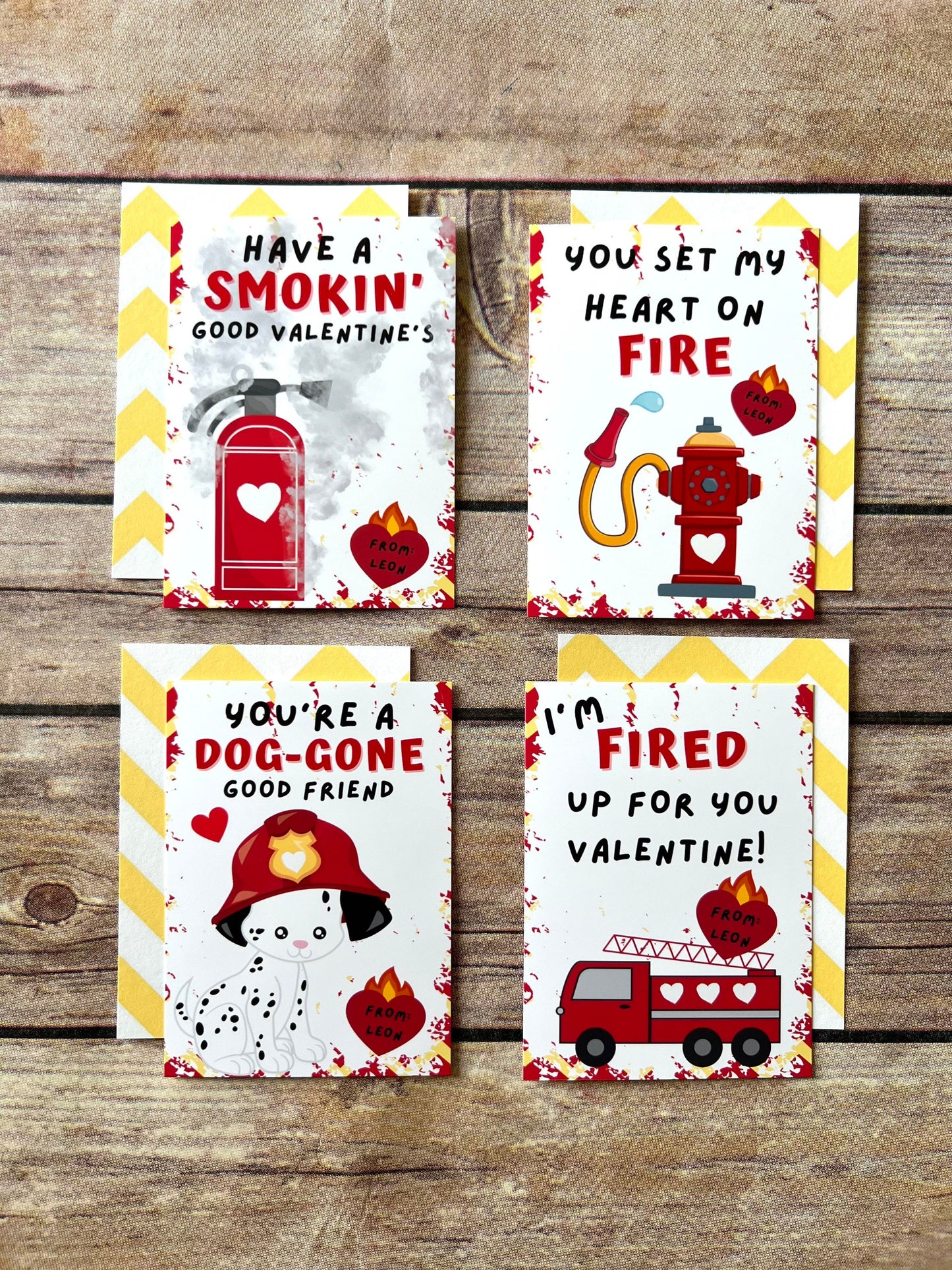 Fireman Valentines Cards. Kids. Fire truck crayons. Class favors. Valentines Day. Kids class favors with crayons. Firefighters valentines.