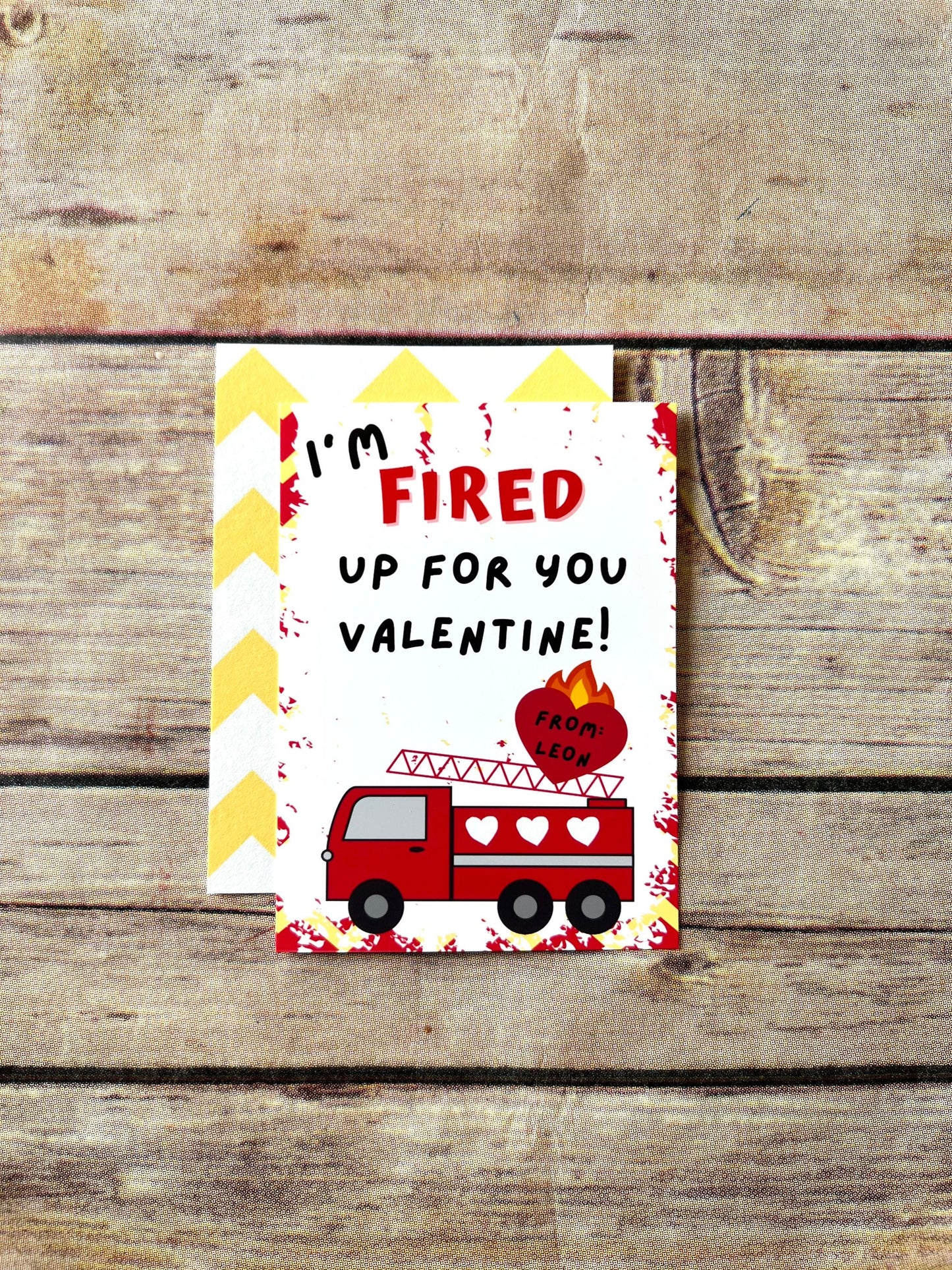 Fireman Valentines Cards. Kids. Fire truck crayons. Class favors. Valentines Day. Kids class favors with crayons. Firefighters valentines.