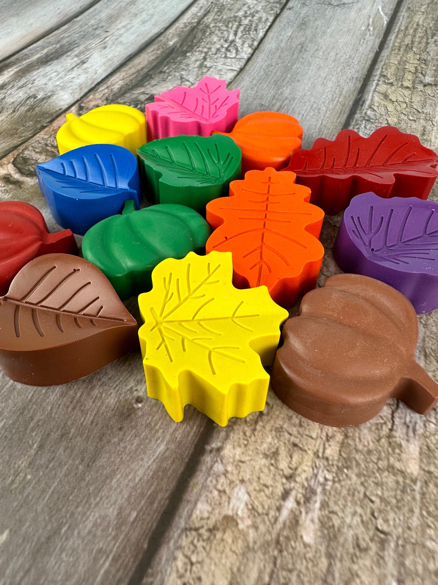 Whimsical Pumpkin and Leaf Crayon Birthday Favors for Kids - Colorful Party Bag Fillers for class gifts - Colorful handmade fall gifts