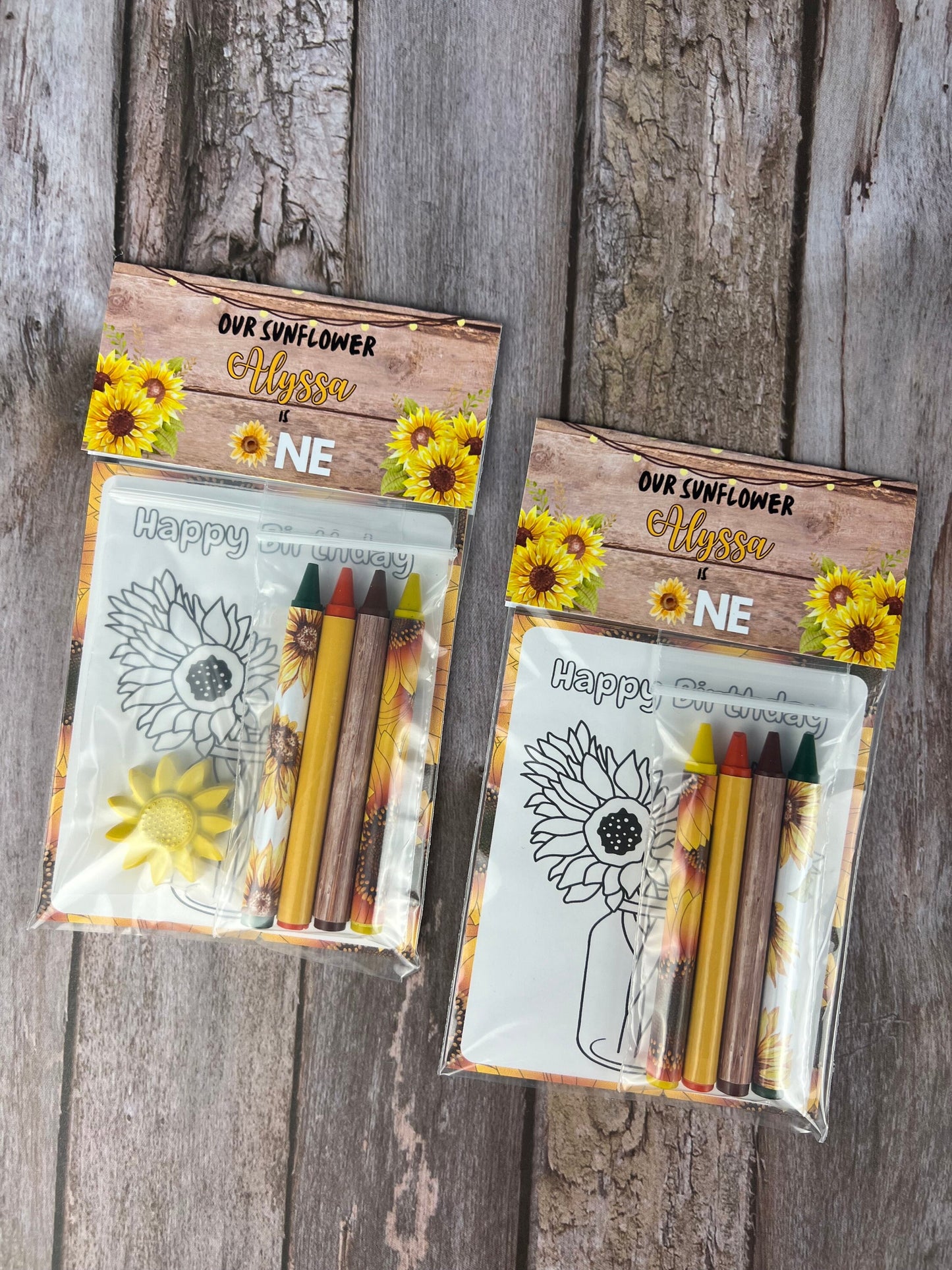 Sunflower Themed Mini Color Packs - Personalized Gifts for Kids and Birthday Party Favors - Ideal for Class Gifts