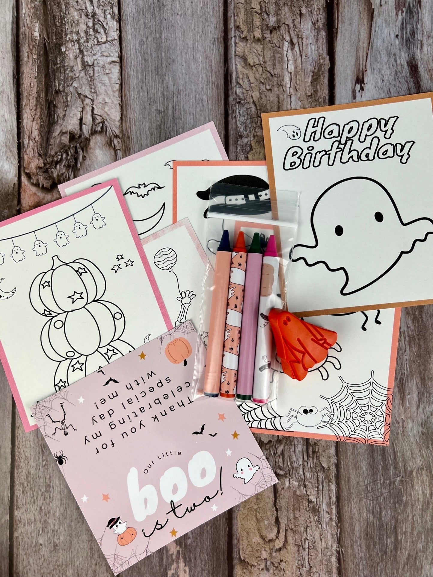 Boo - Themed Mini Color Packs with Ghost Crayons - Perfect for Personalized Kids' Party and Birthday Favors - KrayonQueen