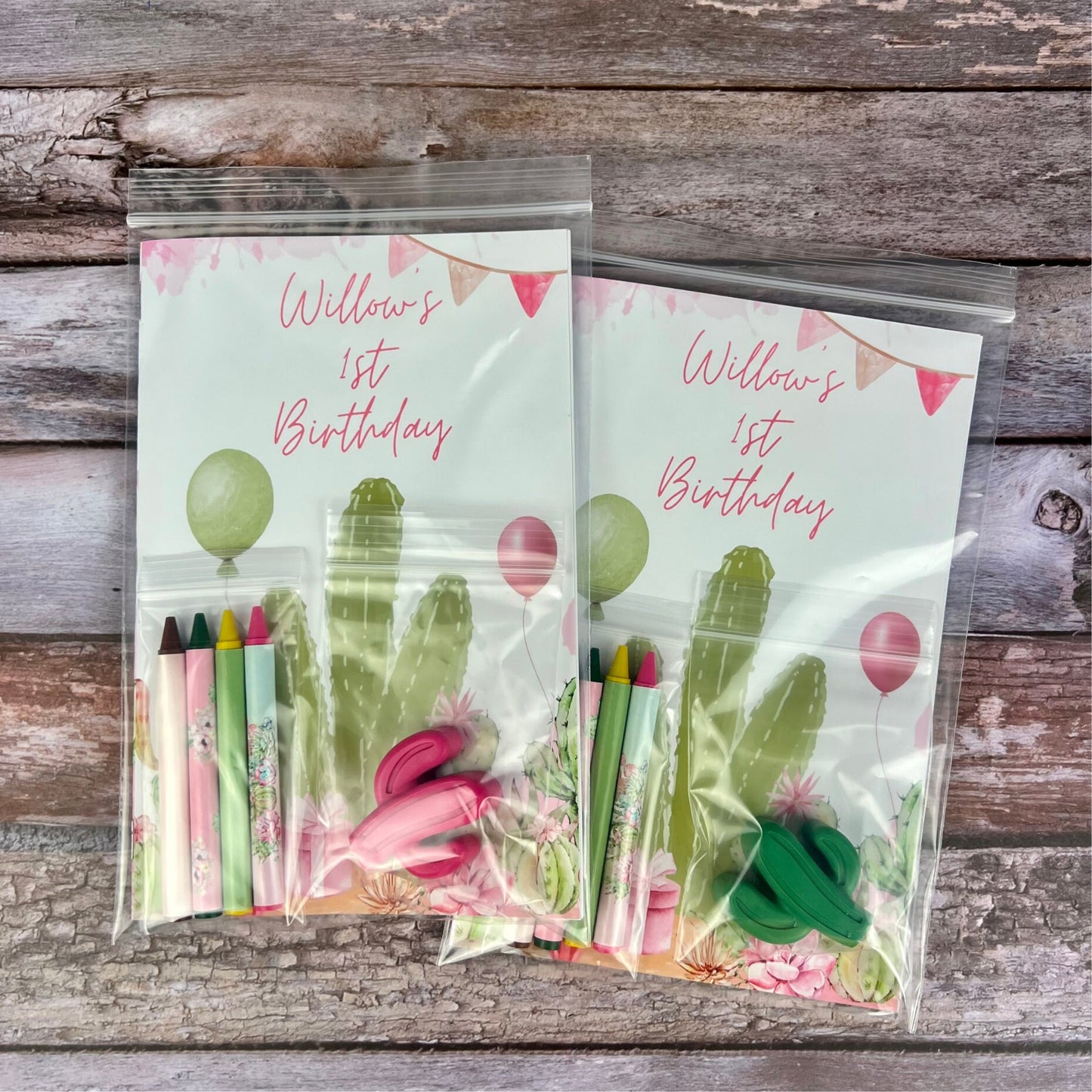 Personalized Cactus Coloring Books with Cactus Crayons - Ideal Birthday Favors for Kids
