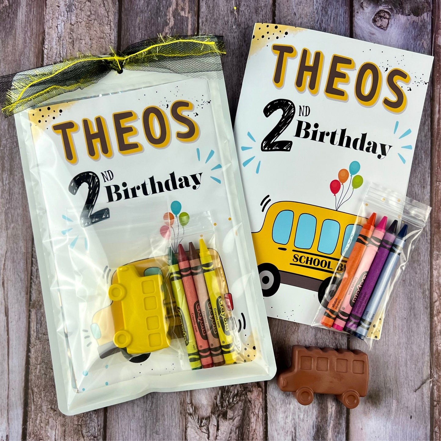 Personalized Bus Mini Color Packs: Perfect for Parties, Gifts, and Classroom Favors! Ideal Birthday Favors for Kids.