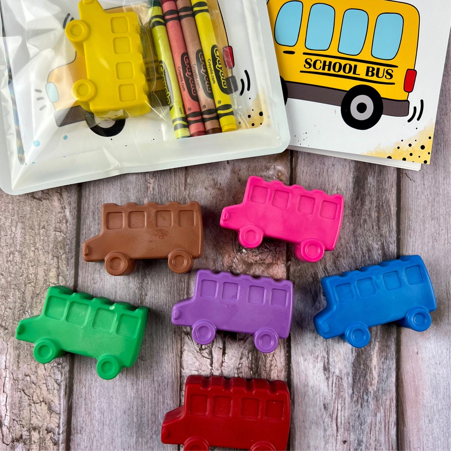 Personalized Bus Mini Color Packs: Perfect for Parties, Gifts, and Classroom Favors! Ideal Birthday Favors for Kids.