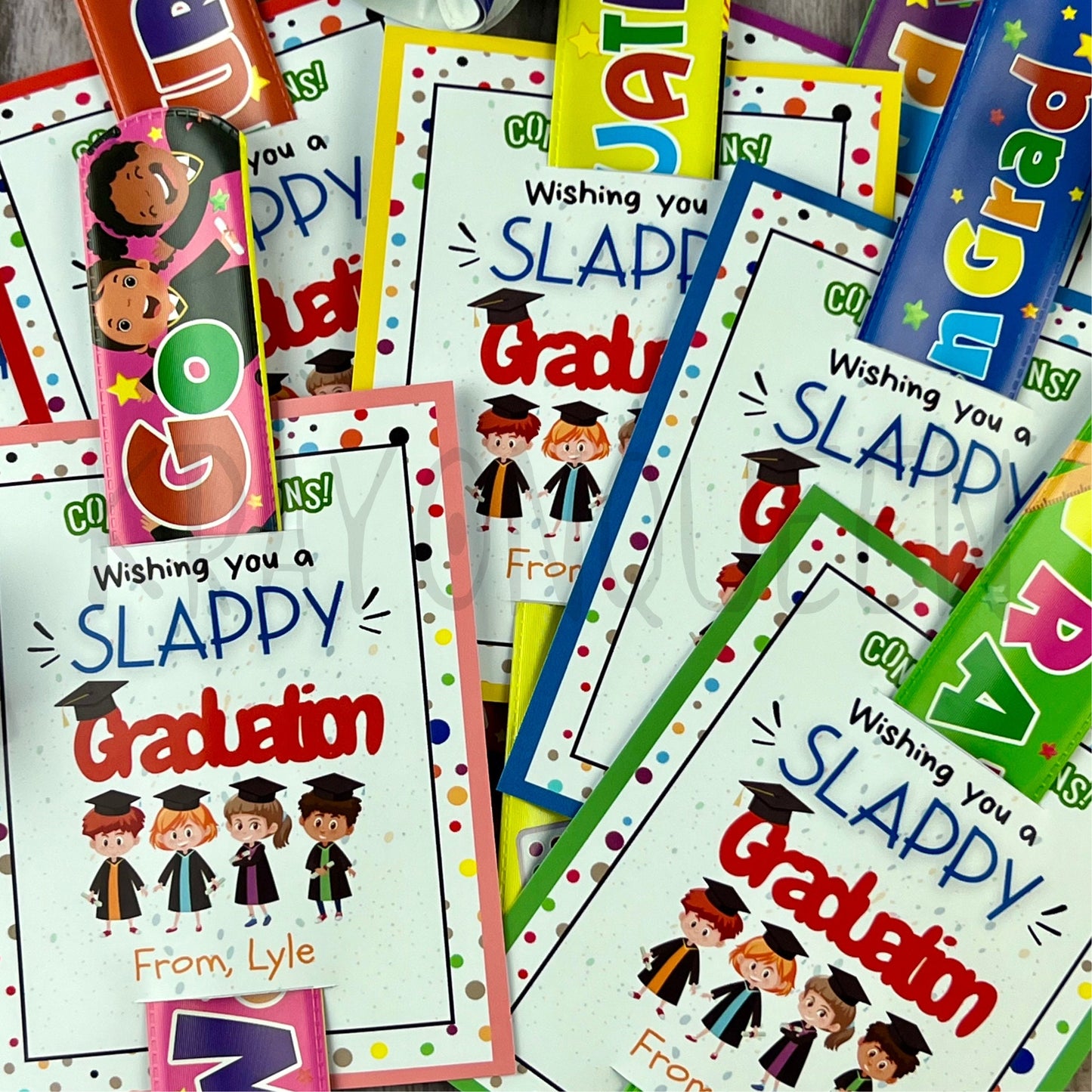 Personalized Graduation Cards with Slap Bracelets - Ideal for Kids' Classroom Favors, Graduation Gifts, and Party Favors