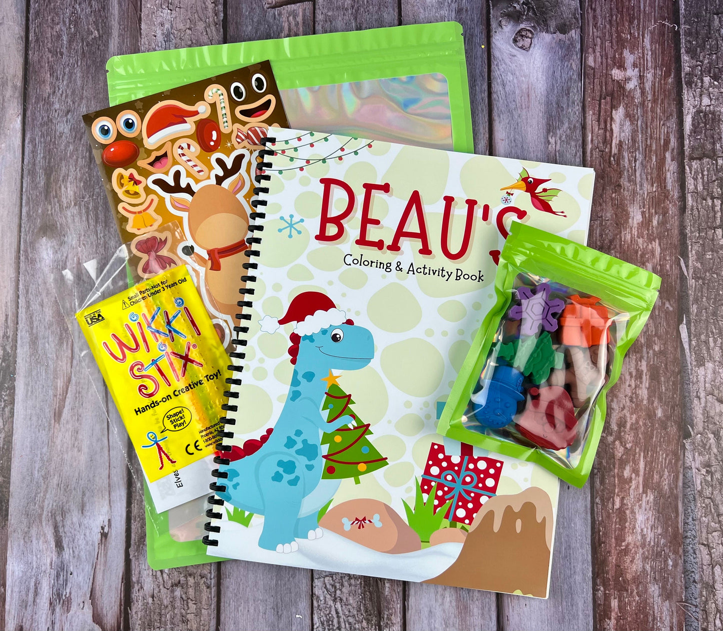 Customizable Dinosaur Christmas Coloring Books for Kids - Fun Coloring Activities - Ideal Gifts for Holidays, and Stocking Stuffers