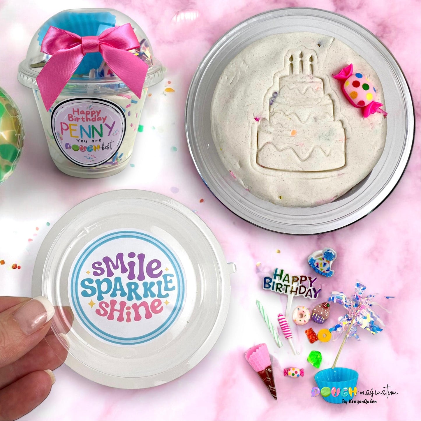 Kids' Personalized Cake Scented Play Dough Set - Unique Sensory Activity for Birthdays & Gifts