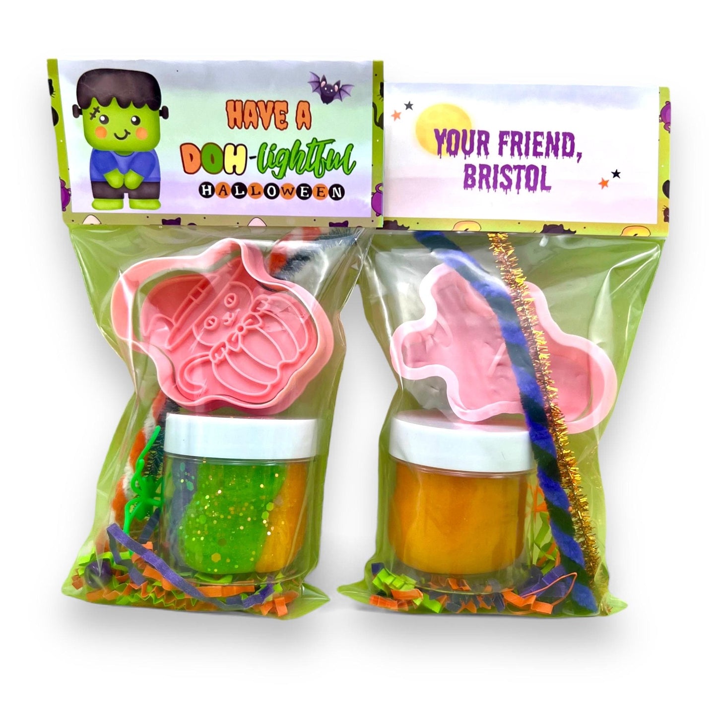 Halloween Play Dough Favors - Personalized Sensory Kits for Kids - Perfect for Parties, Classrooms, and Gifts
