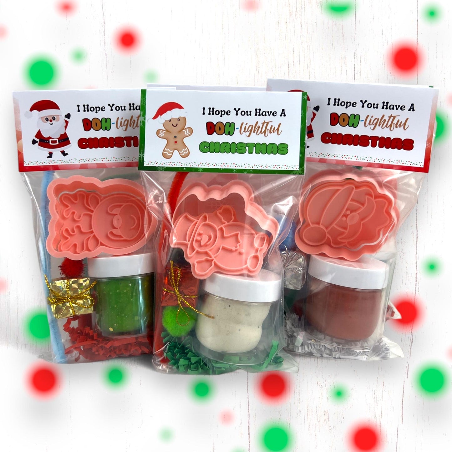 Christmas Play Dough Favors - Personalized Sensory Kits for Kids - Perfect for Parties, Classrooms, and Gifts