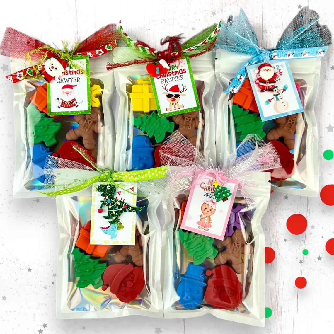 Personalized Christmas Crayon Sets - Perfect Kids Party Favors & Stocking Stuffers