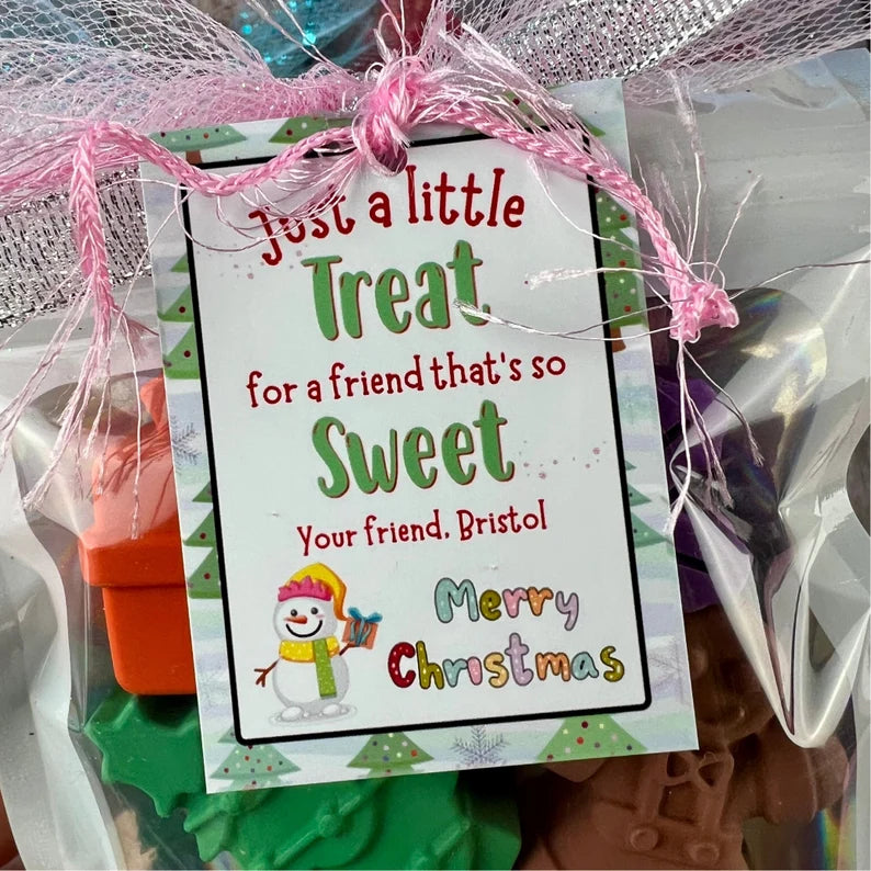 Customized Christmas Crayon Sets - Perfect Kids Class Party Favors & Stocking Stuffers