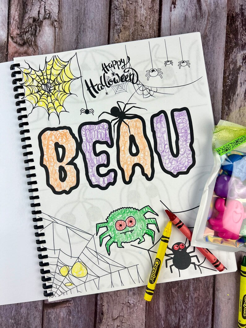 Custom Witch Theme Coloring Book with Halloween Crayons - Great Gifts for Kids