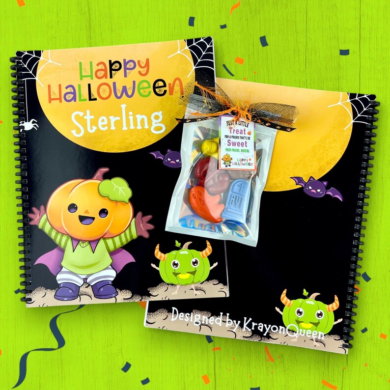 Custom Witch Theme Coloring Book with Halloween Crayons - Great Gifts for Kids