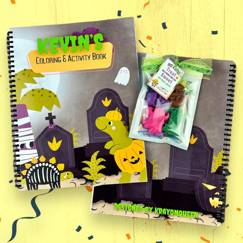 Custom Witch Theme Coloring Book with Halloween Crayons - Great Gifts for Kids