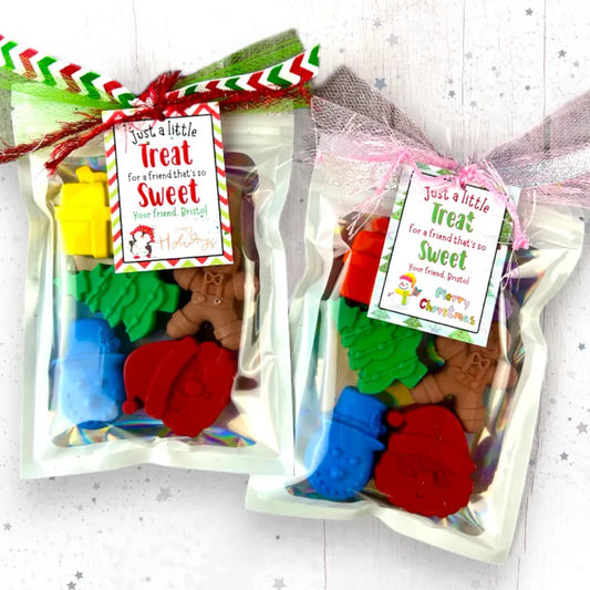 Customized Christmas Crayon Sets - Perfect Kids Class Party Favors & Stocking Stuffers