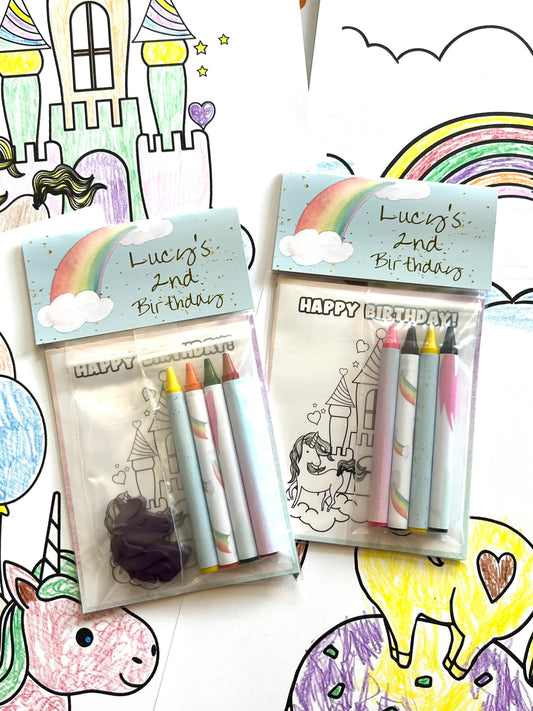 Unicorn Mini Color Packs. Personalized. Party favors. Kids gifts. Class favors. Unicorn crayons. Rainbow crayons. Birthday favors.