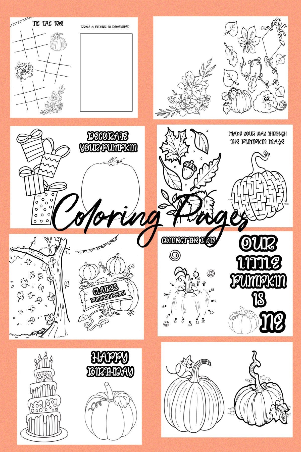 Kids Coloring books. Lil pumpkin. Personalized. Party favors. Birthday favors. Lil pumpkin is one. Pumpkin crayons. Pumpkin birthday. One.