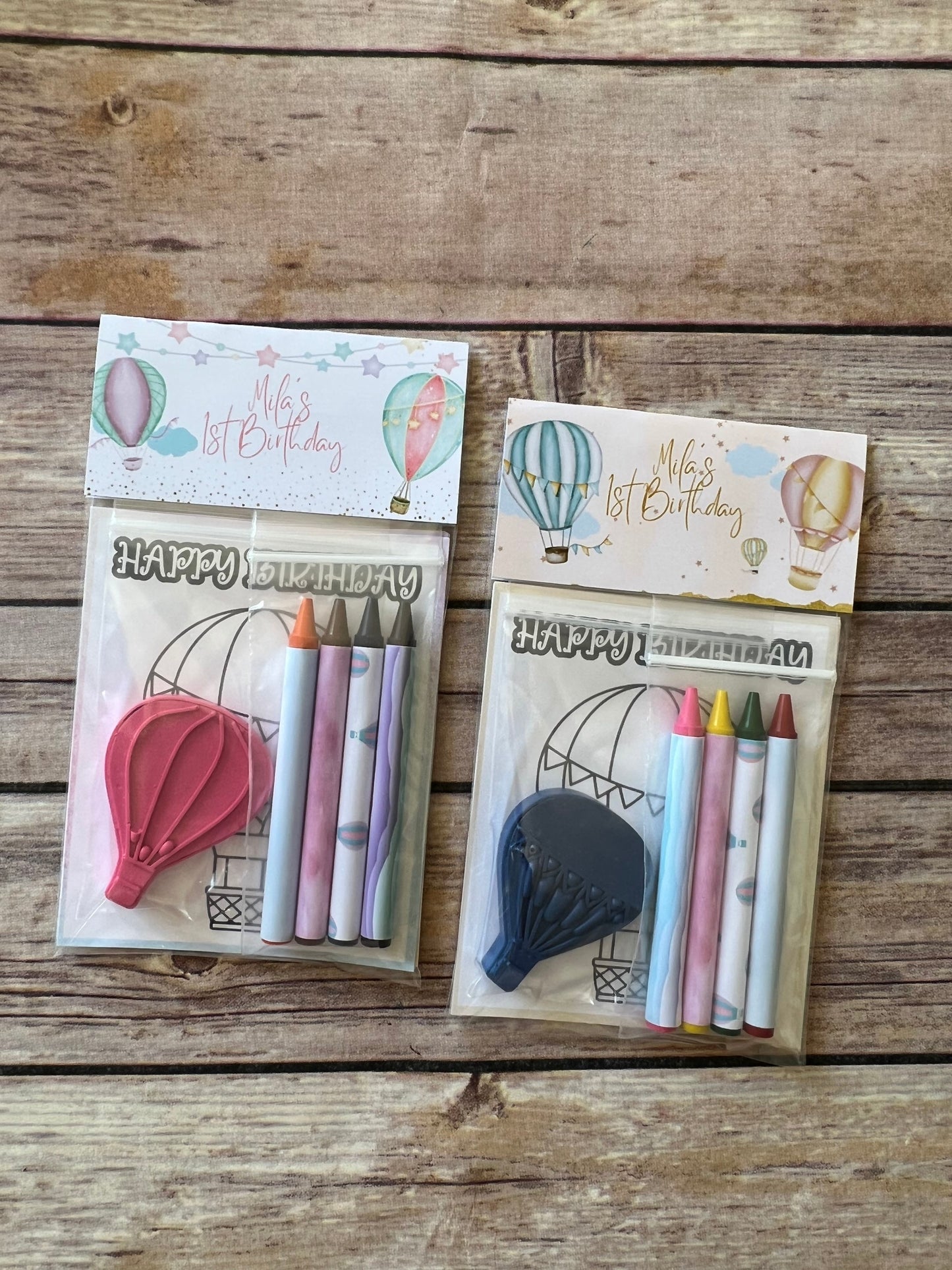 Hot air balloon Mini Color Packs. Personalized. Party favors. Kids gifts. Class favors. Hot air Balloon crayons. . Birthday favors.