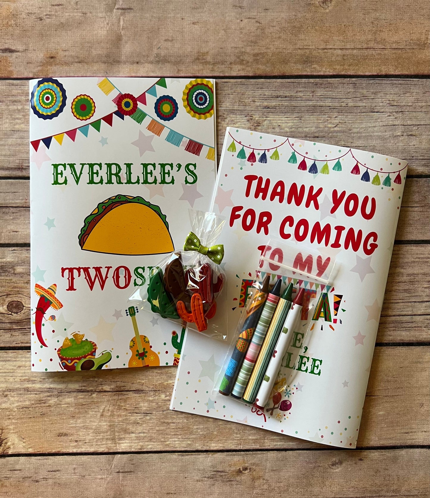 Kids Coloring books. Taco Twosday. Personalized. Party favors. Birthday favors. Fiesta. Taco crayons. birthday. I’m two. Cactus.