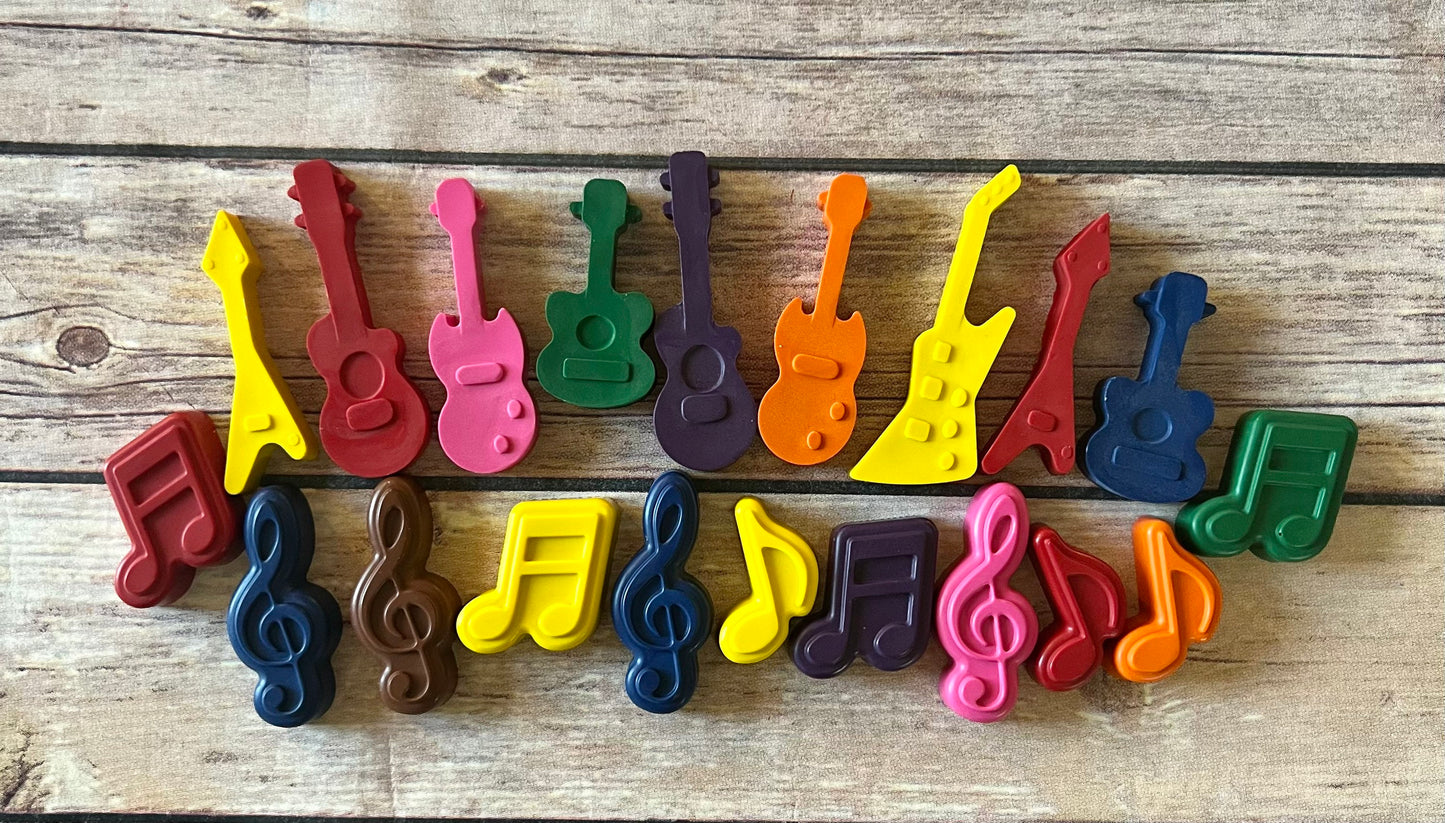 Music mini Color Packs. Personalized. Party favors. Kids gifts. Class favors. Guitar crayons. Birthday favors. Rockin