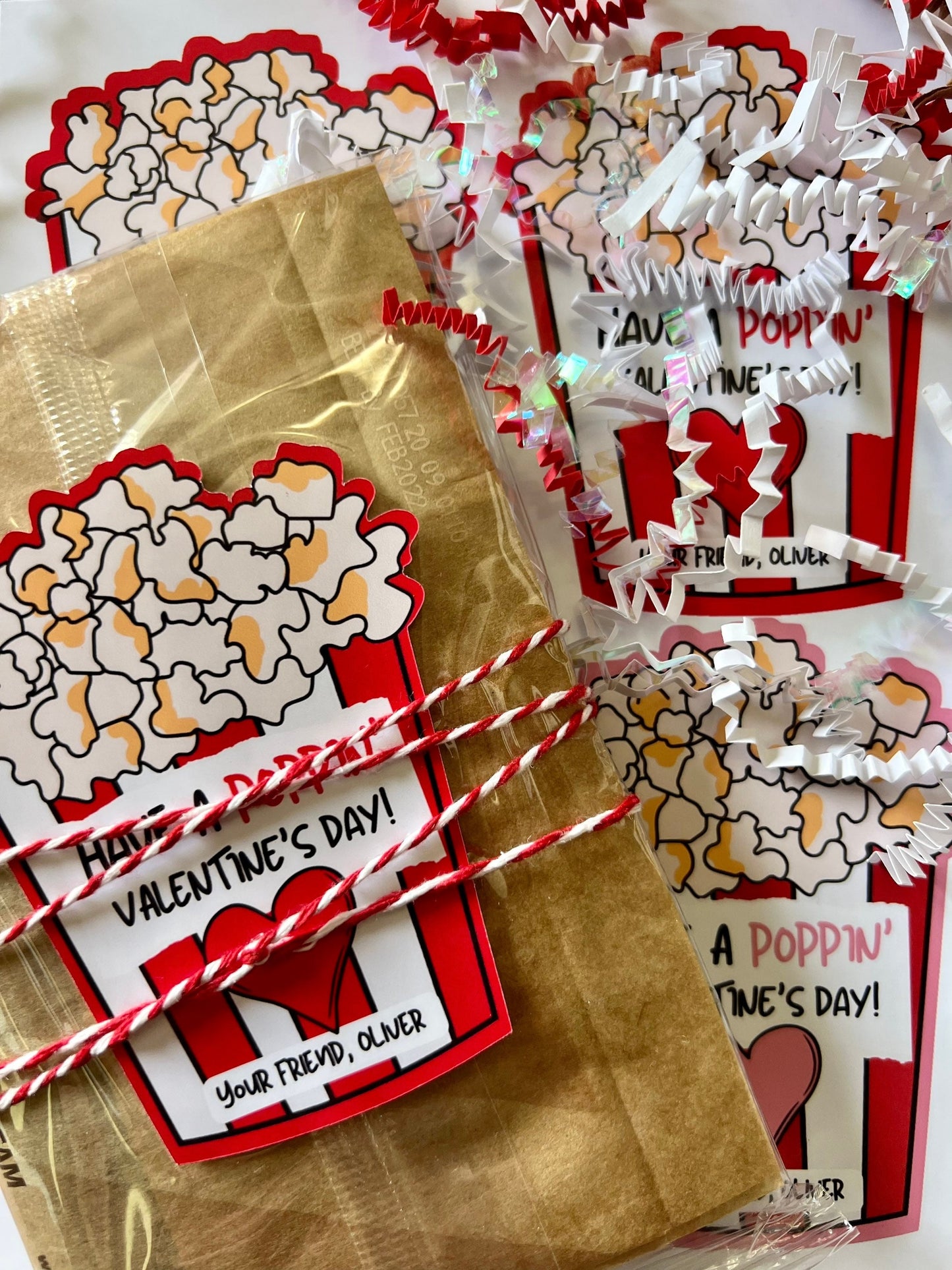 Valentines Day Popcorn Stickers. Poppin’ valentines. Kids class favors. Valentine’s Day class favors. Stickers. Valentine’s Day stickers.