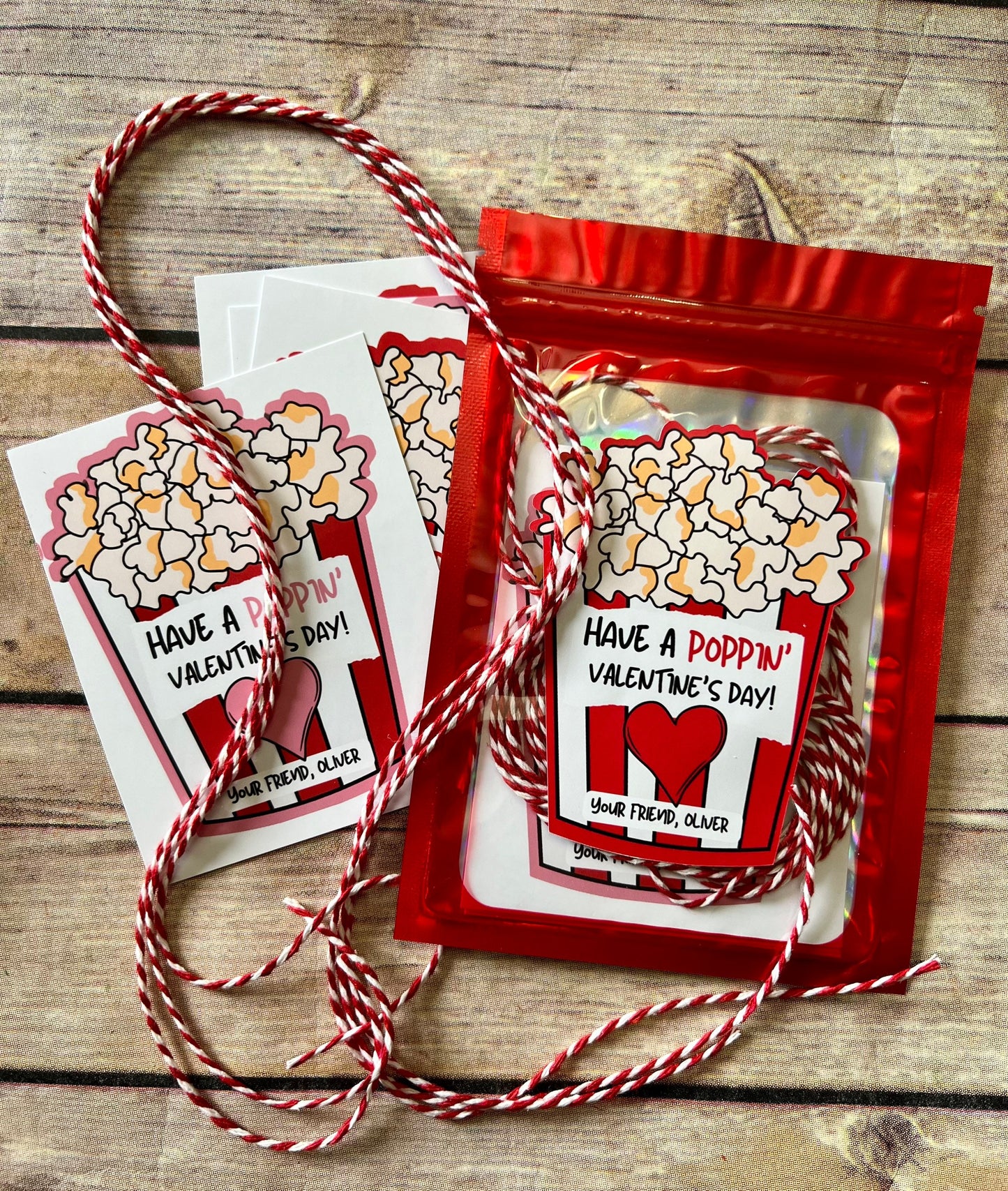 Valentines Day Popcorn Stickers. Poppin’ valentines. Kids class favors. Valentine’s Day class favors. Stickers. Valentine’s Day stickers.