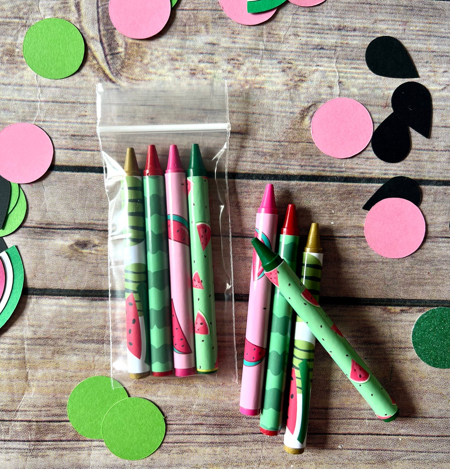 One in a melon mini Color Packs. Personalized. Party favors. Kids gifts. Class favors. Watermelon crayons. Birthday favors. Goodie bags.