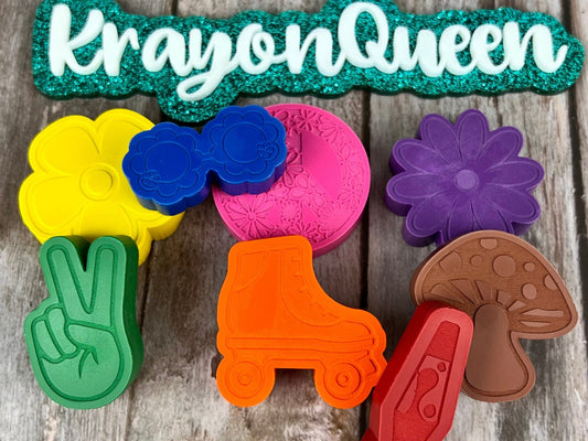 Colorful Groovy Crayon Favors - Fun Kids Birthday Gifts for Groovy Themed Parties and Classroom Creativity - KrayonQueen