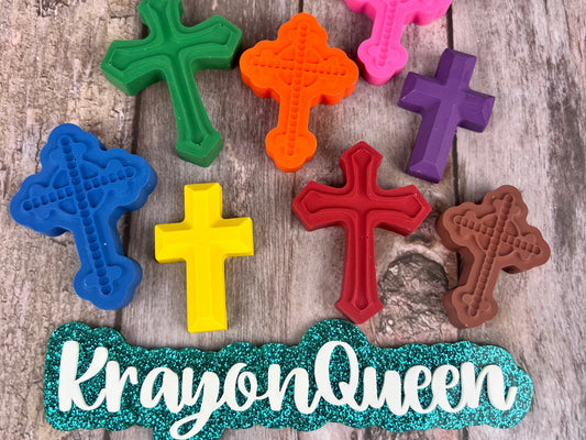 Personalized Cross Crayon Favors - Meaningful Baptism Gifts for Kids - Thank You Favors - Perfect for Child's Baptism and Classroom