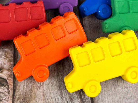 Bus Crayon Favors - Fun and Colorful Kids Birthday Gifts - Bus Shaped Crayons - Perfect for Bus - Themed Parties and Classroom Gifts - KrayonQueen