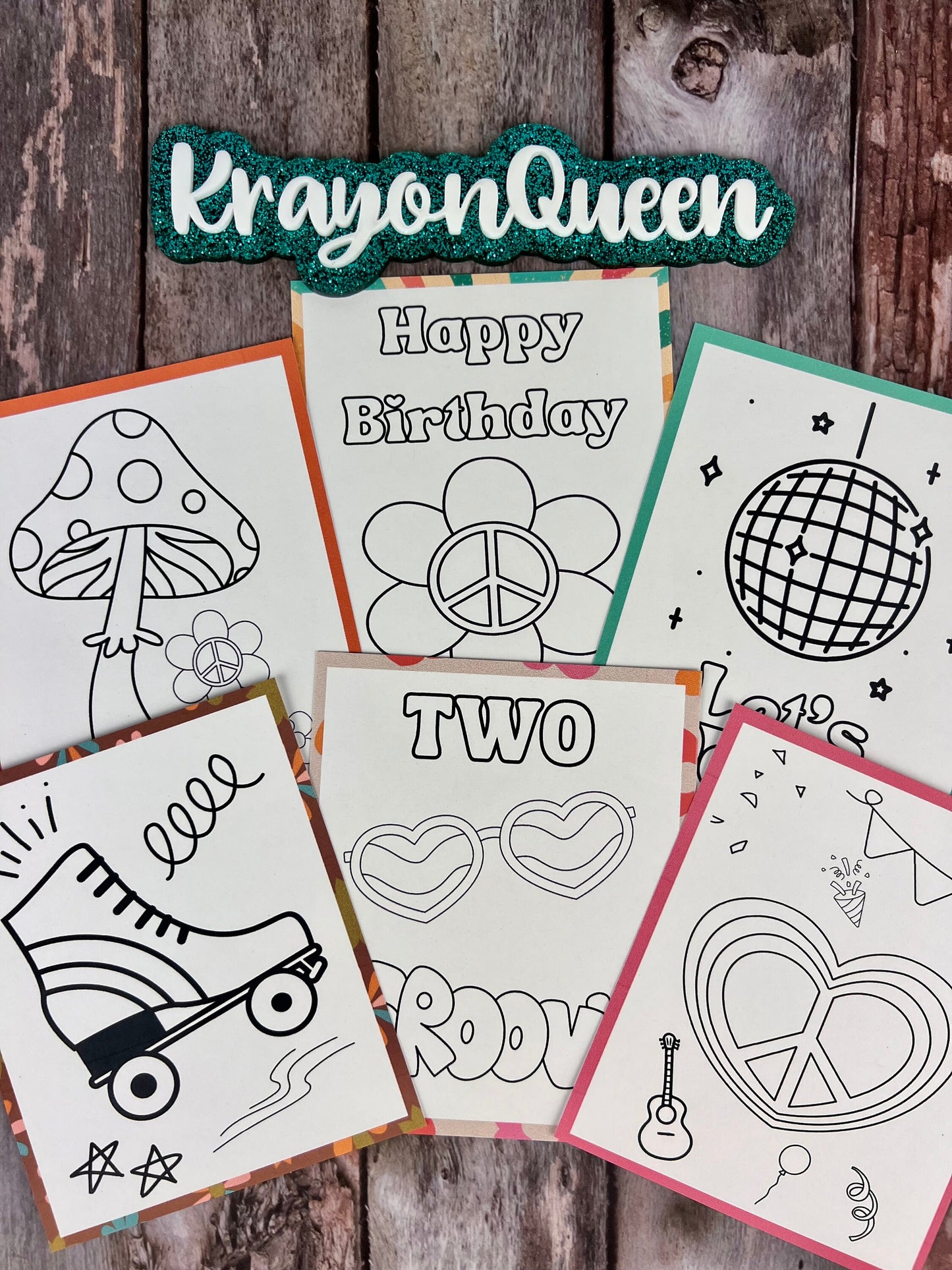 Groovy Birthday Party Favors - Mini Coloring Sheets & Crayons - Five is a Vibe - Unique Class Gifts