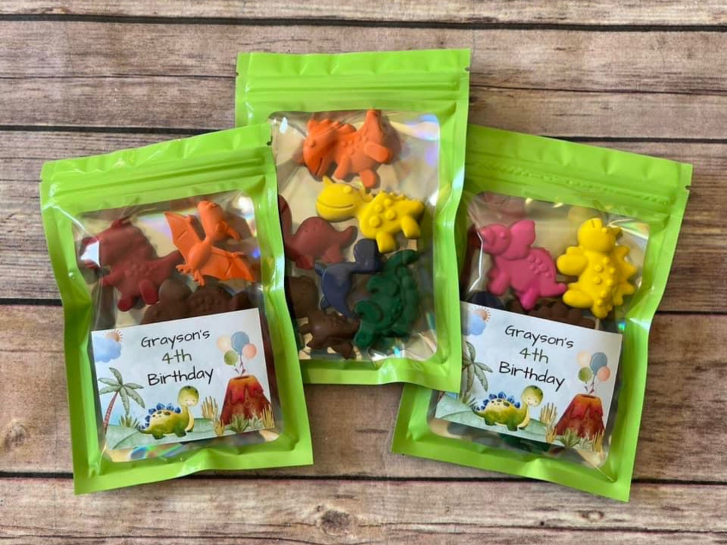 Roaring Fun Dinosaur Shaped Crayons for Kids Birthday and Class Favors - Dino-mite crayon Party bag fillers for dinosaur theme party