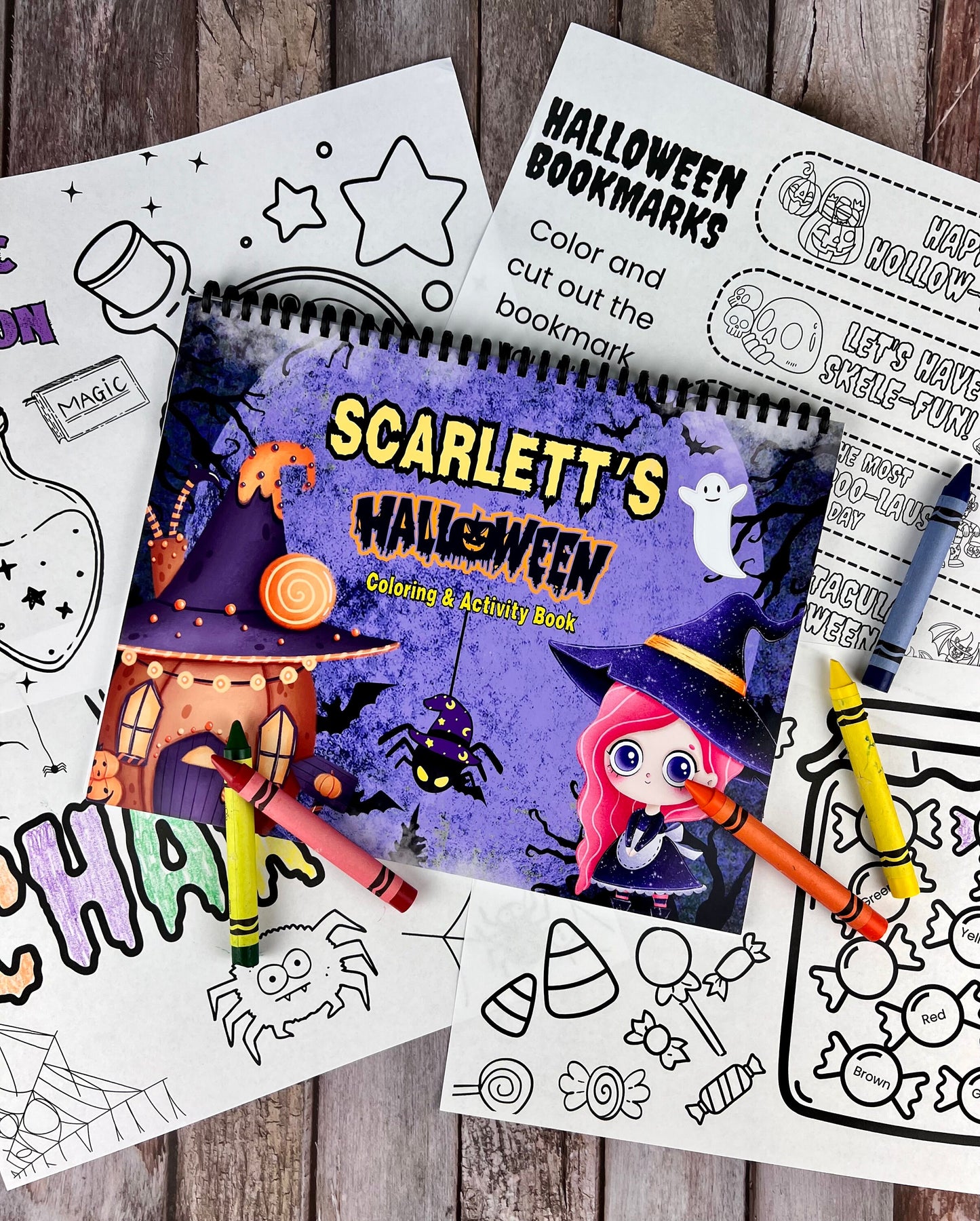 Halloween Personalized Kids Color Books with Crayons - Halloween Coloring Fun for Toddlers - Ideal Gifts for Birthdays and Holidays