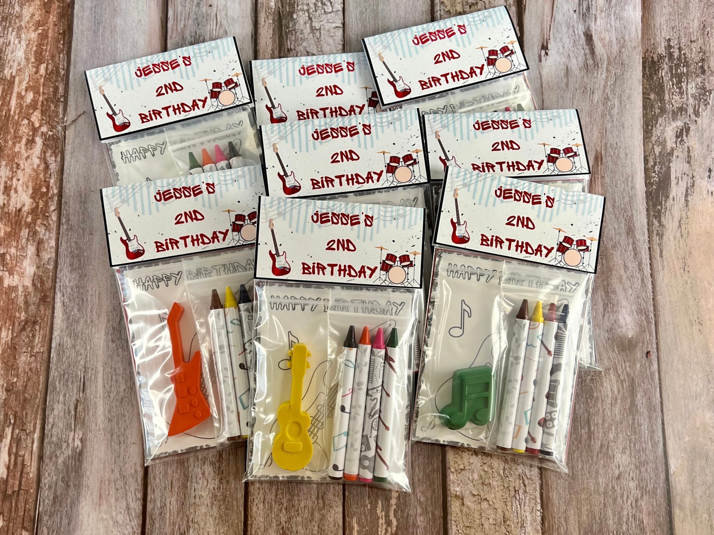 Music mini Color Packs. Personalized. Party favors. Kids gifts. Class favors. Guitar crayons. Birthday favors. Rockin