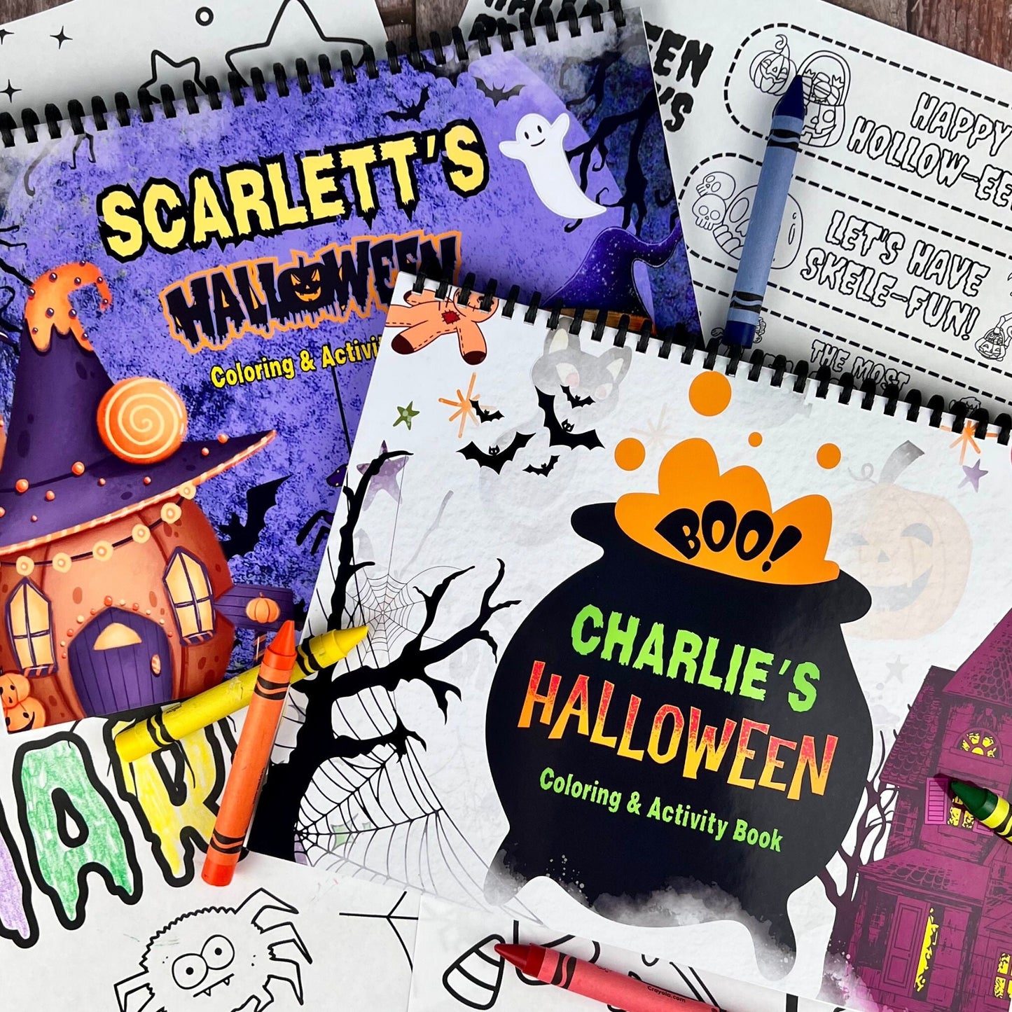 Halloween Personalized Kids Color Books with Crayons - Halloween Coloring Fun for Toddlers - Ideal Gifts for Birthdays and Holidays