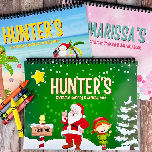 Personalized Kids Color Books - Christmas Coloring Fun - Unique Gifts for Birthdays, Holidays, Stocking Stuffers - Travel Activity Books