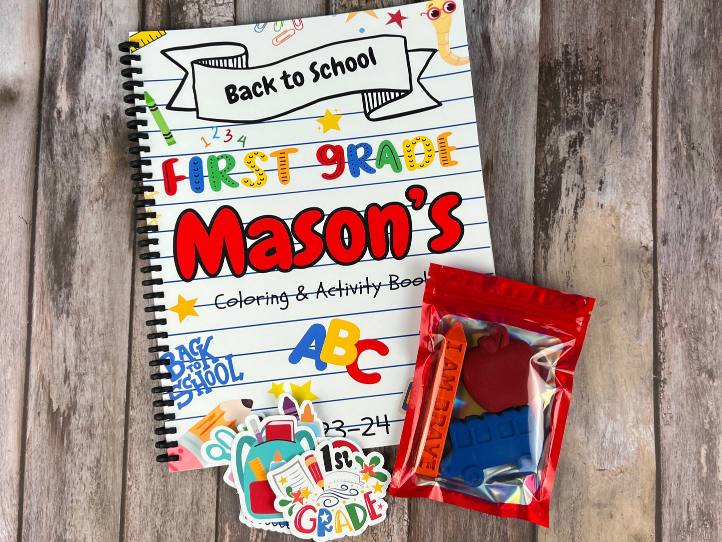 Personalized Kids' Activity Books for Back to School - Engaging Coloring Fun - Unique Gift Set with School Crayons, Stickers, and Learning