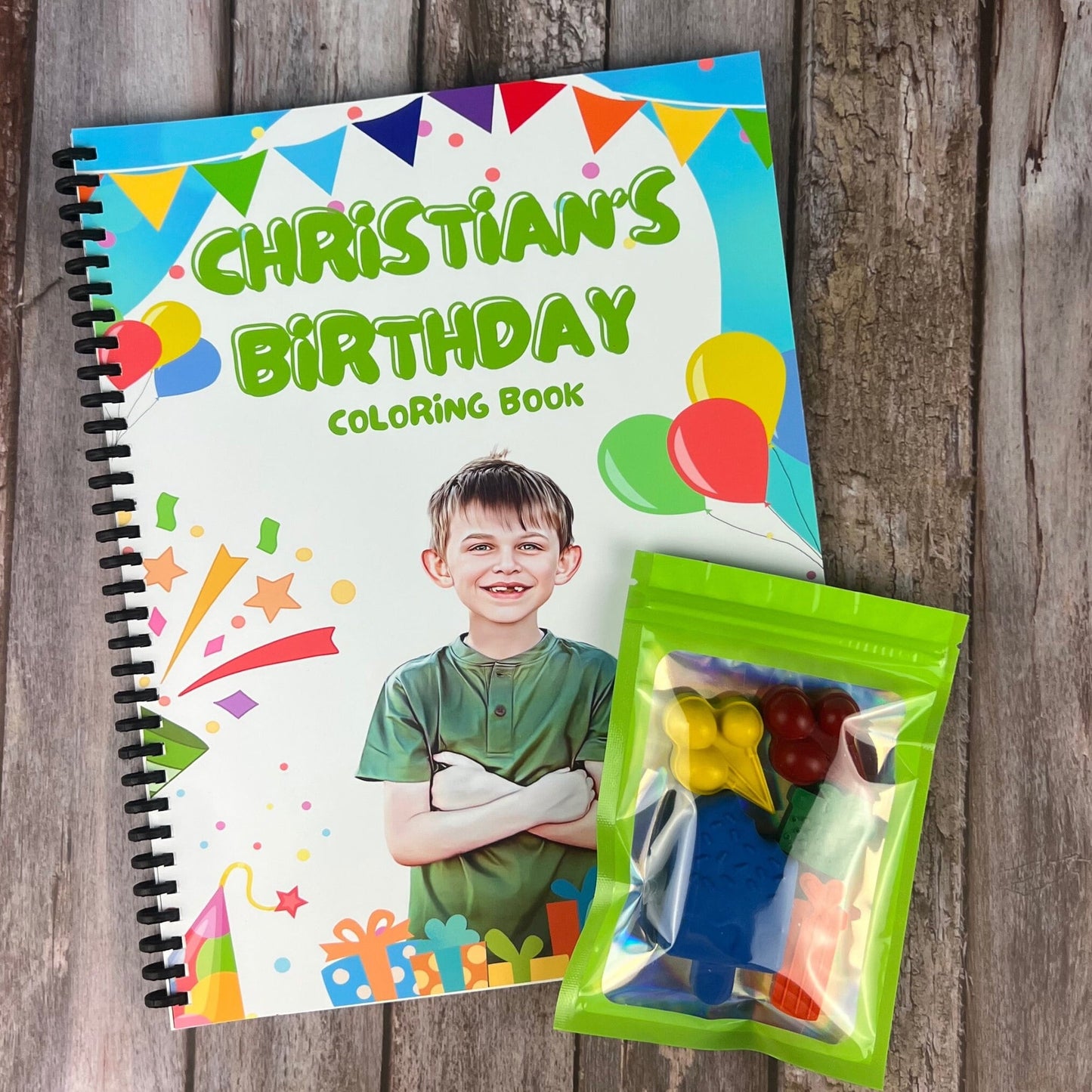 Kids' Personalized Birthday Activity Books: Engaging Coloring Fun - Unique Gift Set with Birthday-Themed Crayons