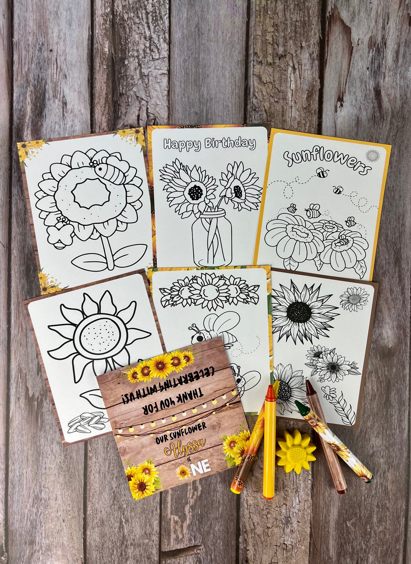 Sunflower Themed Mini Color Packs - Personalized Gifts for Kids and Birthday Party Favors - Ideal for Class Gifts