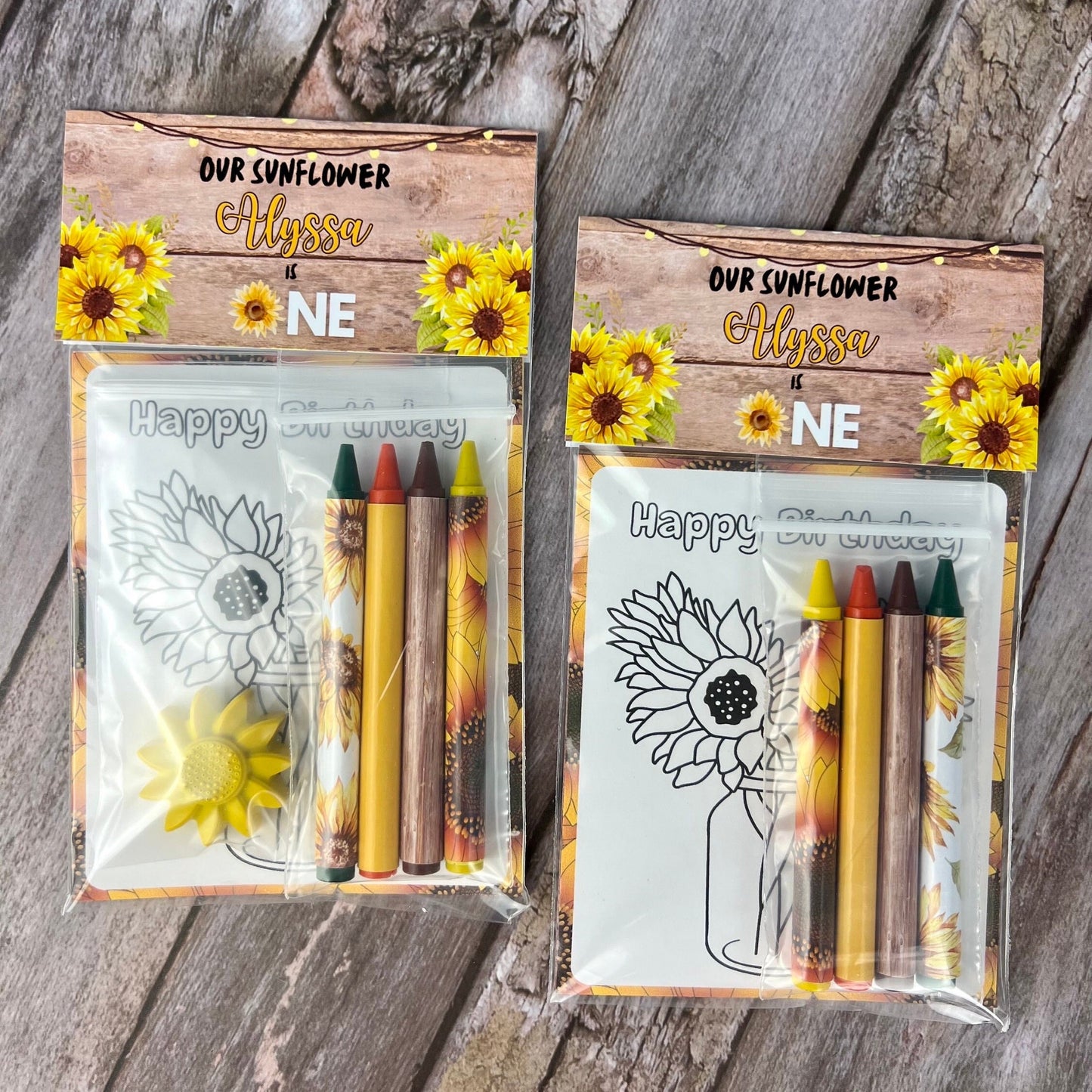 Sunflower Themed Mini Color Packs - Personalized Gifts for Kids and Birthday Party Favors - Ideal for Class Gifts