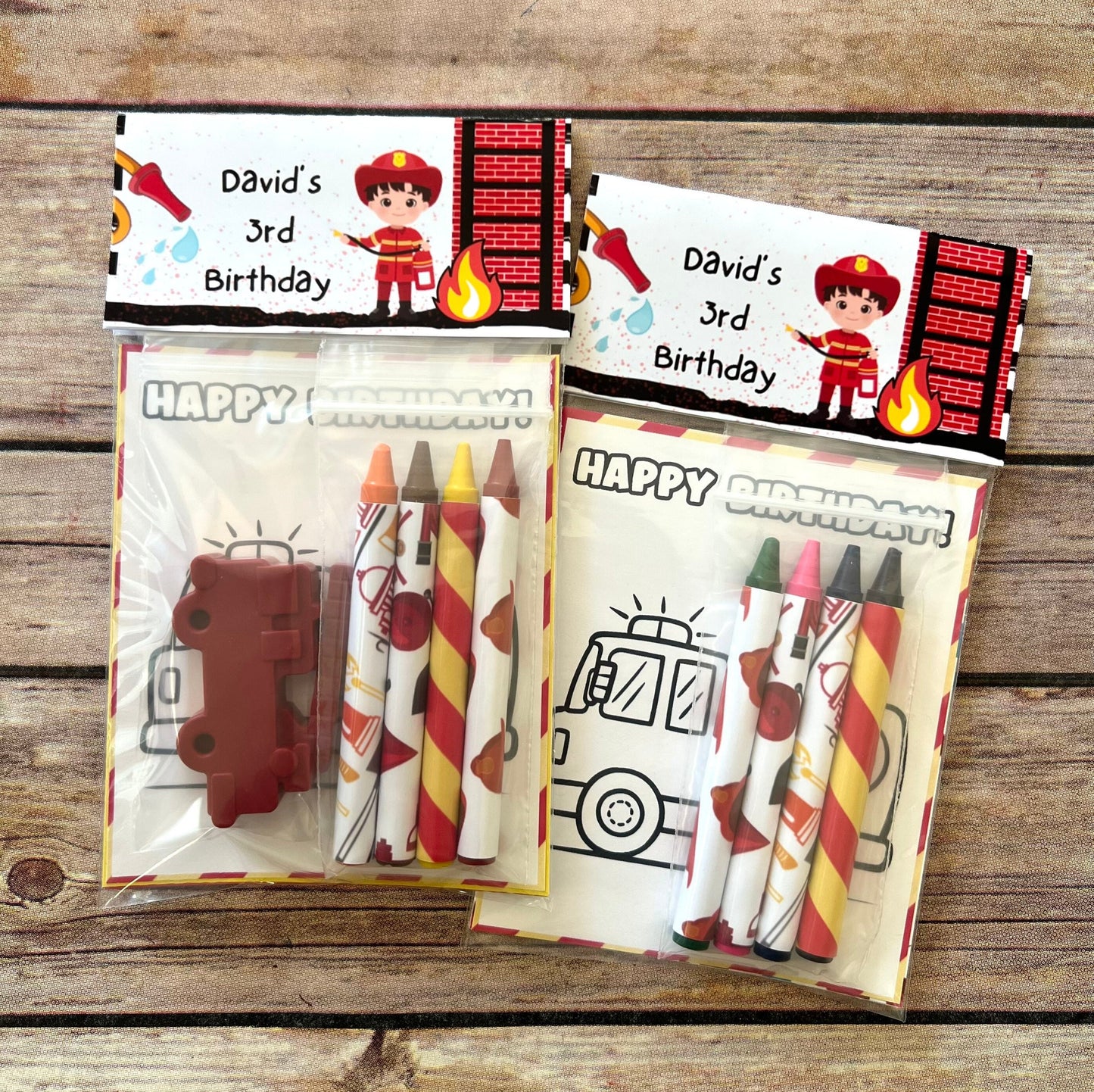 Personalized Fireman Mini Color Packs - Firetruck Crayons for Kids' Gifts, Party Favors, Birthdays, and More