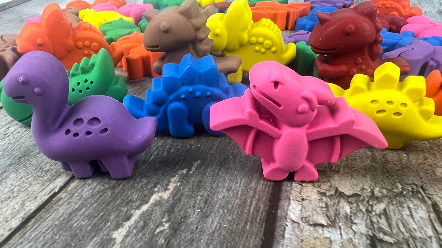 Colorful Dinosaur Crayon Favors - Fun Kids Birthday Gifts - Thank You Favors - Ideal for Dino - Themed Celebrations and Classroom Activities - KrayonQueen