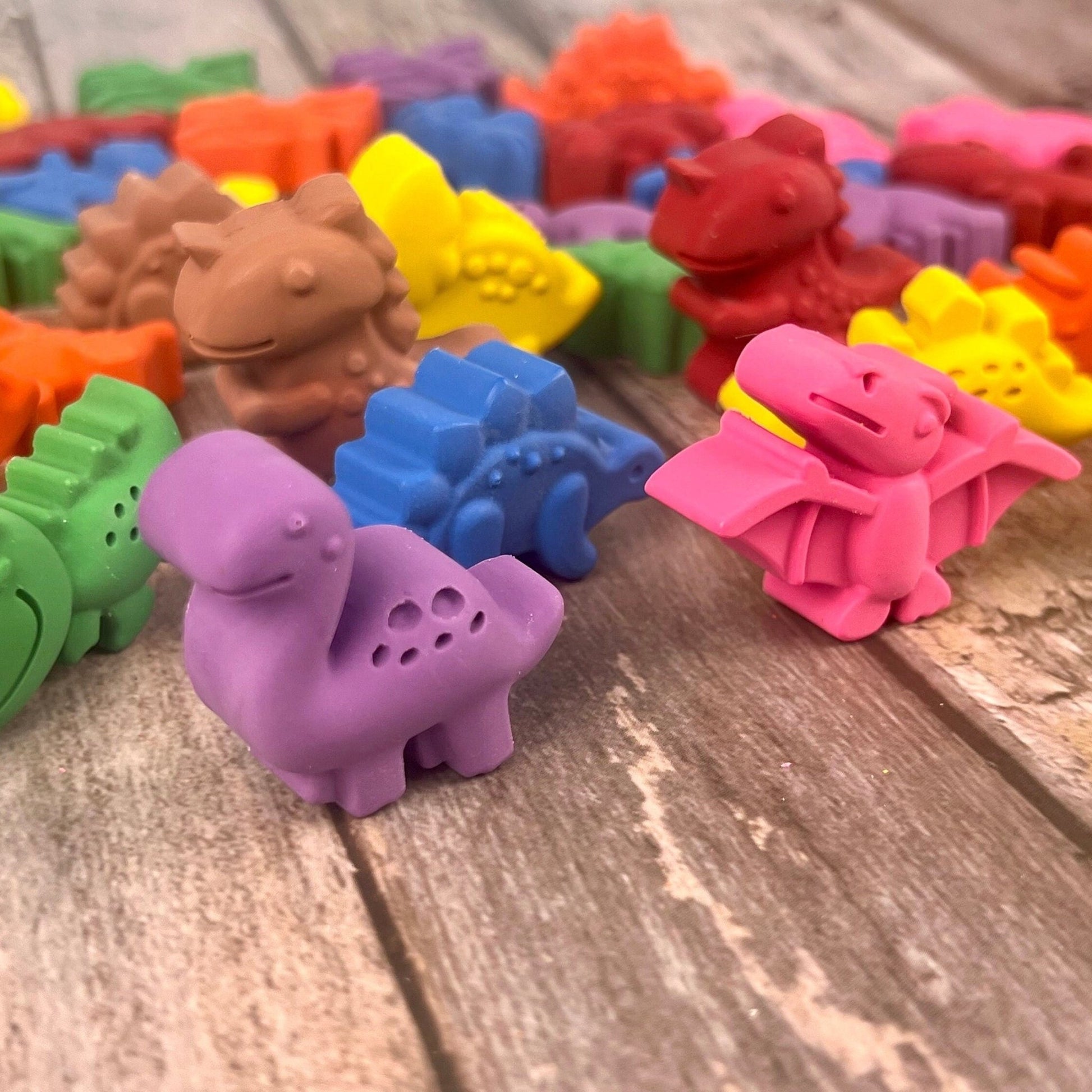 Colorful Dinosaur Crayon Favors - Fun Kids Birthday Gifts - Thank You Favors - Ideal for Dino - Themed Celebrations and Classroom Activities - KrayonQueen