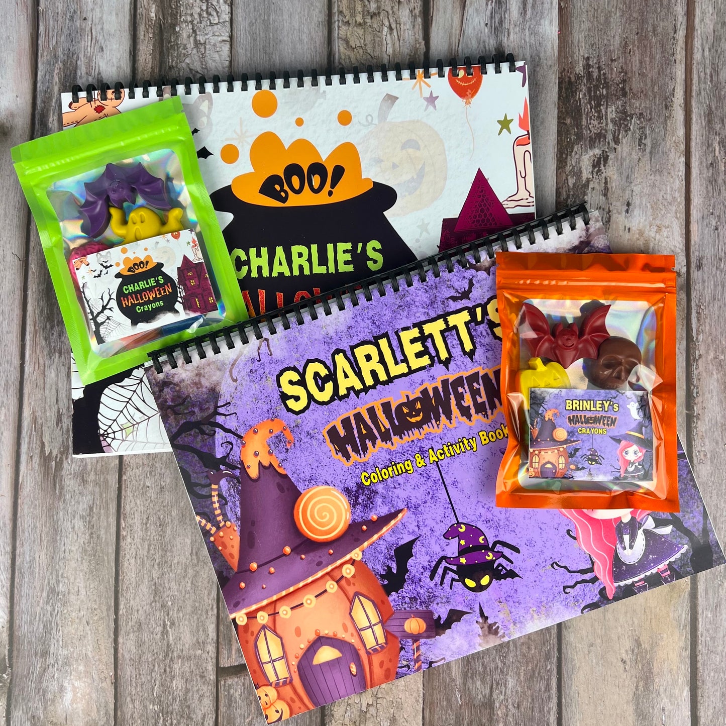 Halloween Personalized Kids Color Books with Crayons - Halloween Coloring Fun for Toddlers - Ideal Gifts for Birthdays and Holidays