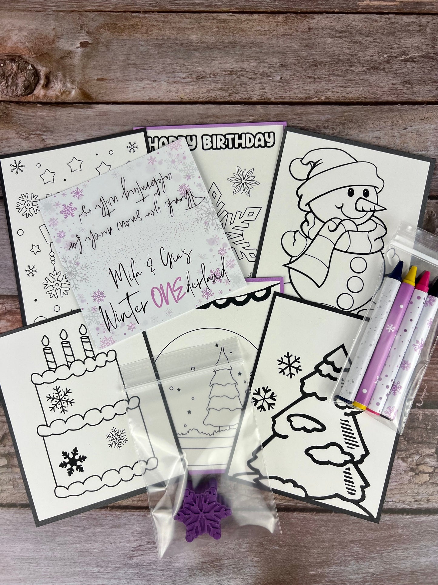 Personalized Winter Onederland Mini Color Sets with Snowflake Crayons - Great for Children's Gifts, Class Favors, Birthdays, and Beyond