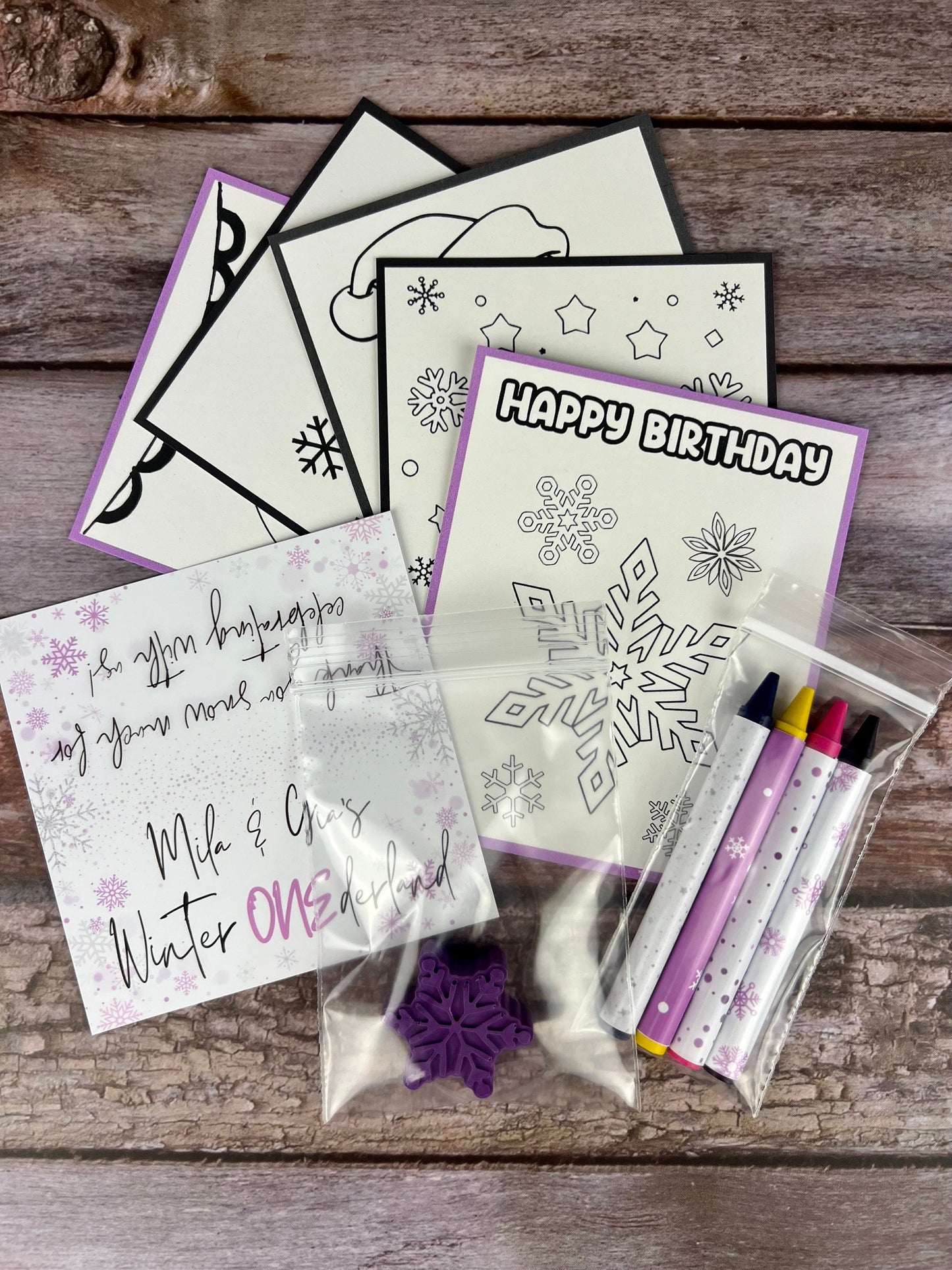 Personalized Winter Onederland Mini Color Sets with Snowflake Crayons - Great for Children's Gifts, Class Favors, Birthdays, and Beyond