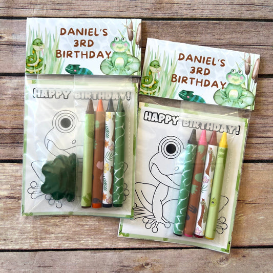 Personalized Reptile Mini Color Packs - Frog and Turtle Crayons - Perfect for Kids' Party Favors, Birthday Gifts, and Classroom Treats