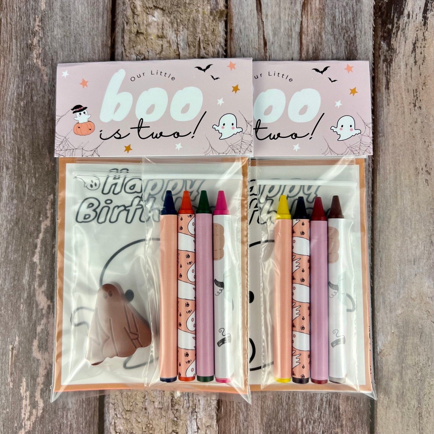 Boo - Themed Mini Color Packs with Ghost Crayons - Perfect for Personalized Kids' Party and Birthday Favors - KrayonQueen